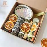 7Pcs Home Cleansing Smudging Kit Rosemary Bundles Set Healing Citrine Set with Crystals Negative Energy Cleansing Remover