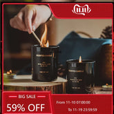 100% Natural Soy Wax Candles Jar Sandalwood Scented Black Candles Glass Container Home Decorative Vase