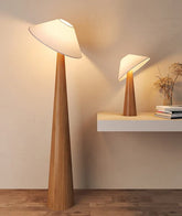 Tipped Hat Wooden Standing Lamp