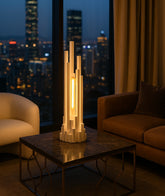 Sculpted Skyline Wooden Lamp