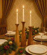 Terracotta Wooden Candlestick Holder