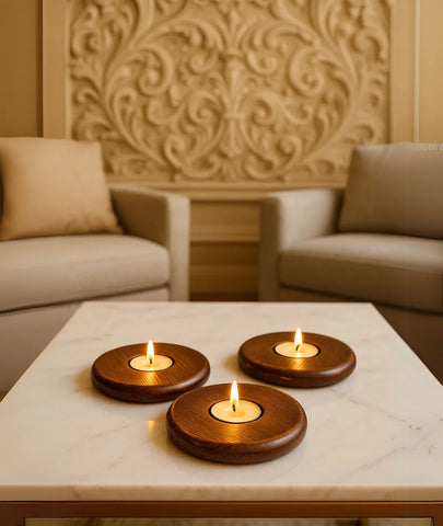 Wooden Eye Tealight Holder (set of 3)