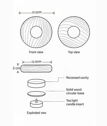 Wooden Eye Tealight Holder (set of 3)