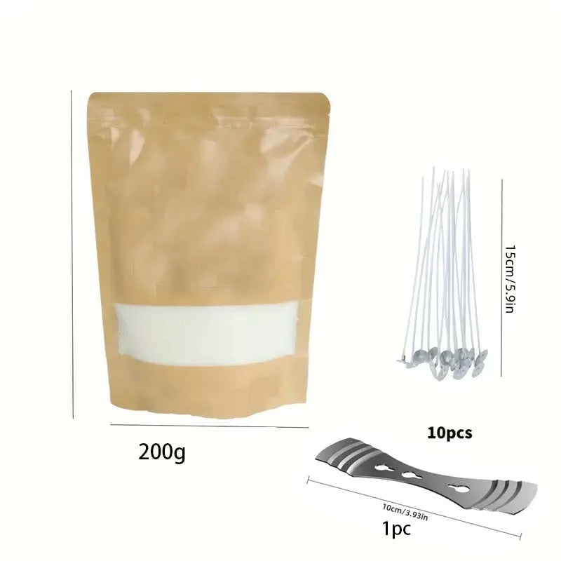 200/500g Pearl Candle Wax with Wicks Set- DIY Candle Making Kit - Refillable Pearled Sand for Pillar Candle Weddings & Parties