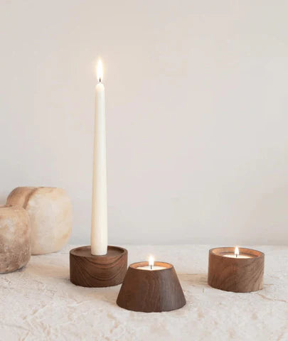 Block Wooden Candleholders (set of 3)