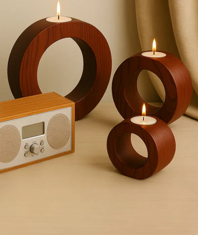 Concentric Wooden Candle Holder (Set of 3)