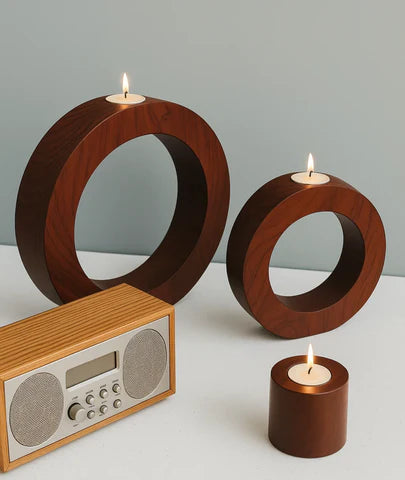 Concentric Wooden Candle Holder (Set of 3)