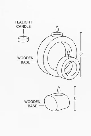 Concentric Wooden Candle Holder (Set of 3)