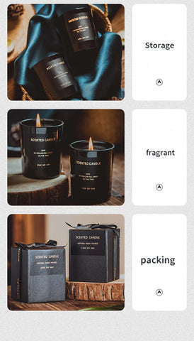 100% Natural Soy Wax Candles Jar Sandalwood Scented Black Candles Glass Container Home Decorative Vase