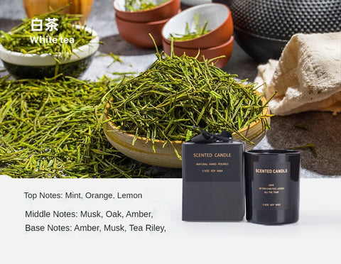 100% Natural Soy Wax Candles Jar Sandalwood Scented Black Candles Glass Container Home Decorative Vase