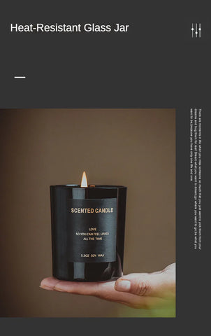 100% Natural Soy Wax Candles Jar Sandalwood Scented Black Candles Glass Container Home Decorative Vase