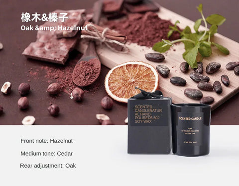 100% Natural Soy Wax Candles Jar Sandalwood Scented Black Candles Glass Container Home Decorative Vase