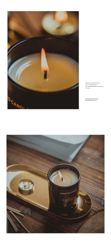 100% Natural Soy Wax Candles Jar Sandalwood Scented Black Candles Glass Container Home Decorative Vase