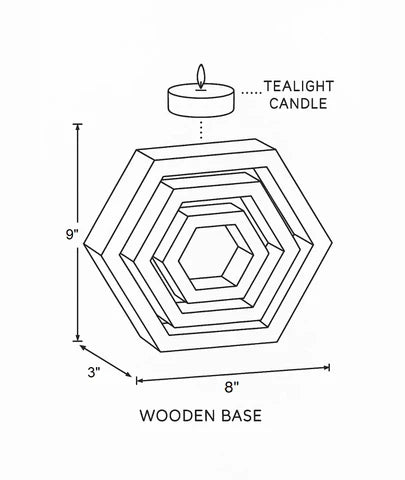 Hexagonal Shaped Modern Wooden Candle Holder (set of 3)