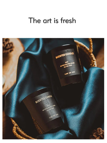 100% Natural Soy Wax Candles Jar Sandalwood Scented Black Candles Glass Container Home Decorative Vase