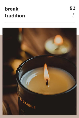 100% Natural Soy Wax Candles Jar Sandalwood Scented Black Candles Glass Container Home Decorative Vase