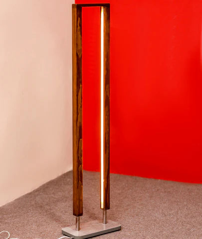 LED Display Base Floor Standing Wooden Lamp