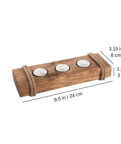 Long Wooden Candle Holder For 3-5 Tealights