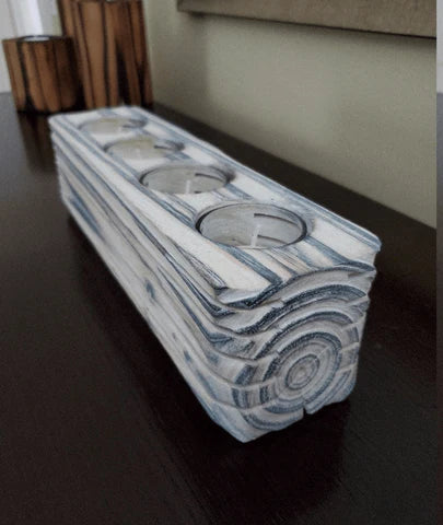 Long Wooden Candle Holder For 3-5 Tealights
