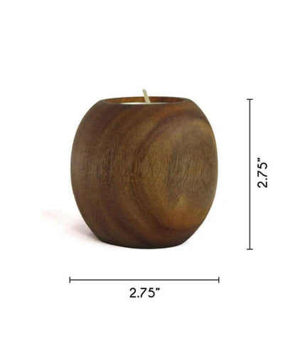 Modern Sphere Shaped Wooden Candle Holder (Set of 3)