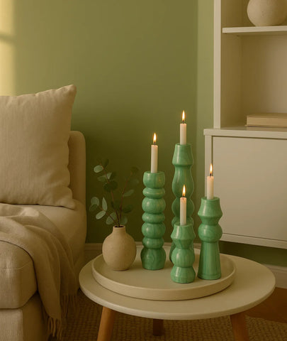 Olaf wooden Candlestick Holder (set of 4)