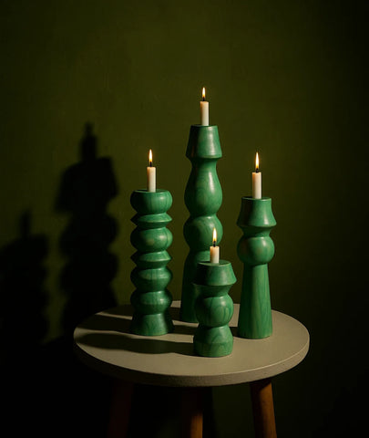 Olaf wooden Candlestick Holder (set of 4)