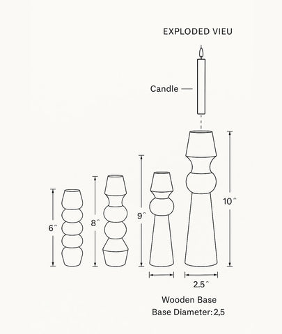 Olaf wooden Candlestick Holder (set of 4)