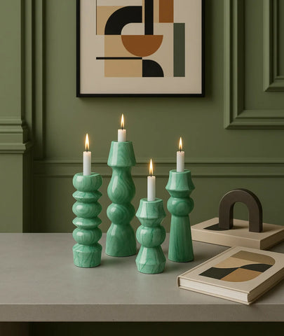 Olaf wooden Candlestick Holder (set of 4)