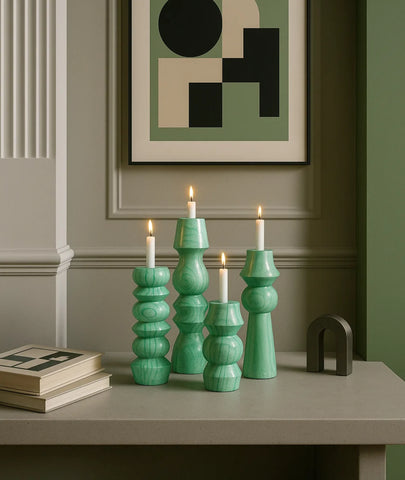 Olaf wooden Candlestick Holder (set of 4)