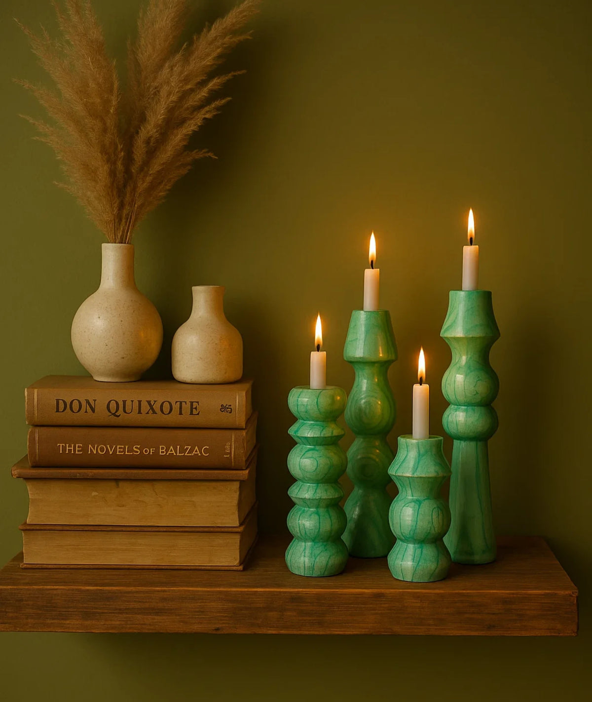 Olaf wooden Candlestick Holder (set of 4)