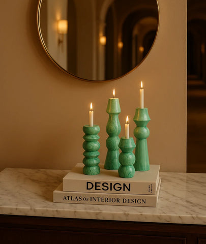 Olaf wooden Candlestick Holder (set of 4)