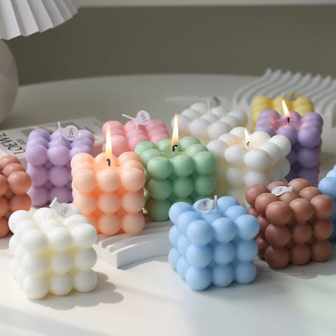1Pc Bubble Cube Shaped Candle Handmade Scented Candle Aromatherapy Soy Wax Candle Home Decoration Wedding Birthday Party Candles