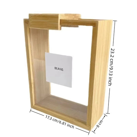 New 2L Food Dispenser Airtight Wooden Food Storage Container with Label Dampproof Kitchen Organizer Kitchen