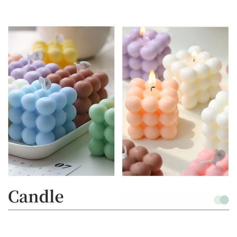 1Pc Bubble Cube Shaped Candle Handmade Scented Candle Aromatherapy Soy Wax Candle Home Decoration Wedding Birthday Party Candles