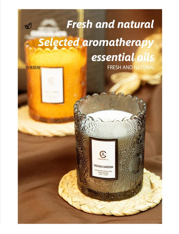 Lace CupHome Use For Bedroom Aromatherapy Candle To Aid Sleep Lace Glass Cup Soy Wax Candle Gift Romatherapy Candle Long-lasting