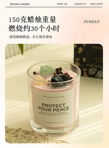 1 pc Crystal-Cut Glass Candle Romantic Soy Wax Scented Gift for Birthday & Home Decor, Luxury Guest Present