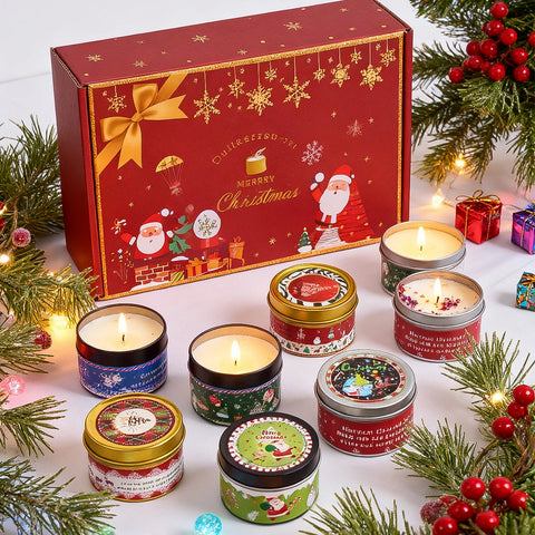 Christmas Scented Candle Set Gift Fragrance Candle Jar Smokeless Romantic Incense Aromatherapy Candle Stonedried Flower Soy Wax