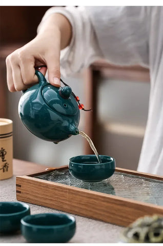 KungFu Tea Set Incense Burner Gift Box Ceremony One Pot Four Cups Can Sandalwood Incense Burner Chinese Ceramic Portable Tea Set