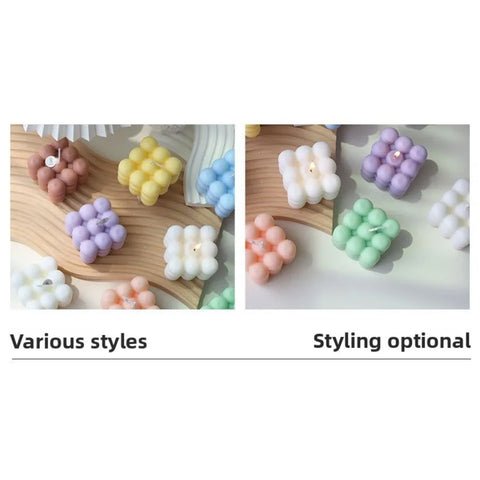 1Pc Bubble Cube Shaped Candle Handmade Scented Candle Aromatherapy Soy Wax Candle Home Decoration Wedding Birthday Party Candles