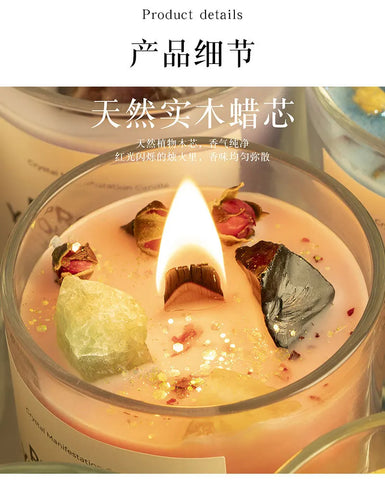 1 pc Crystal-Cut Glass Candle Romantic Soy Wax Scented Gift for Birthday & Home Decor, Luxury Guest Present