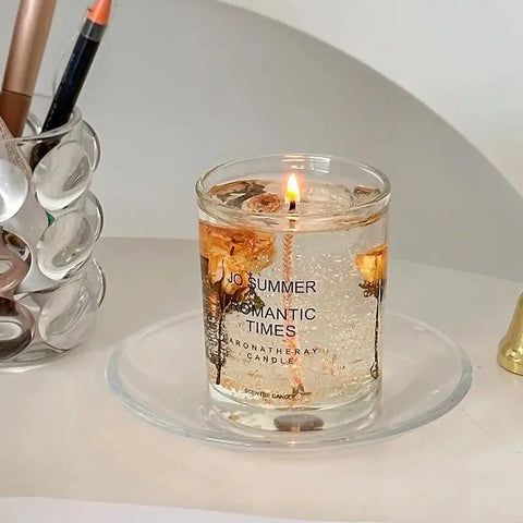 Real Flower Jelly Wax Scented Candle Bedroom Essential Oil Scented DIY Crystal Cup Wax with Hand Gift Fragrance