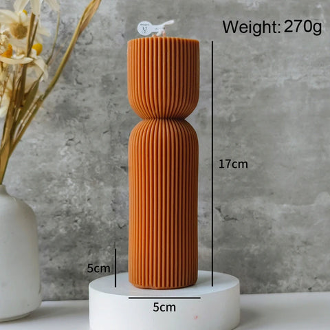 Decorative Cylindrical scented candle twist stripe  home ornament  geometric art Restaurant Hotel decoration