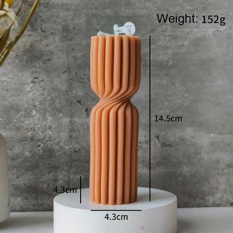 Decorative Cylindrical scented candle twist stripe  home ornament  geometric art Restaurant Hotel decoration
