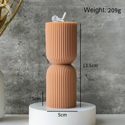 Decorative Cylindrical scented candle twist stripe  home ornament  geometric art Restaurant Hotel decoration