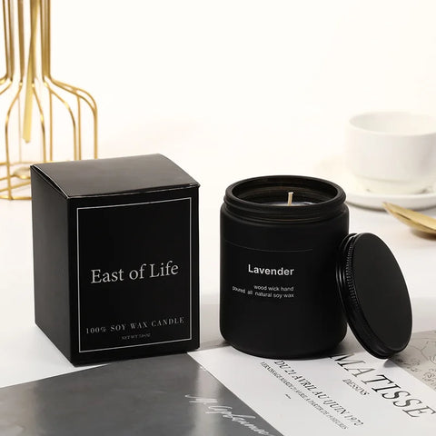 7x 9cm Black Cup Wax Handmade Smokeless Soy Wax Frosted Glass Cup Aromatherapy Candle Sandalwood Lavender Cedar Fragrance Gift