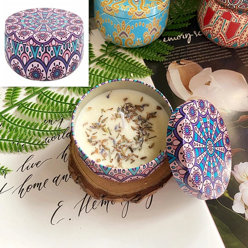 Scented Candles with Iron Box Package Aromatherapy Candle Decoration Home Birthday Wedding Supply