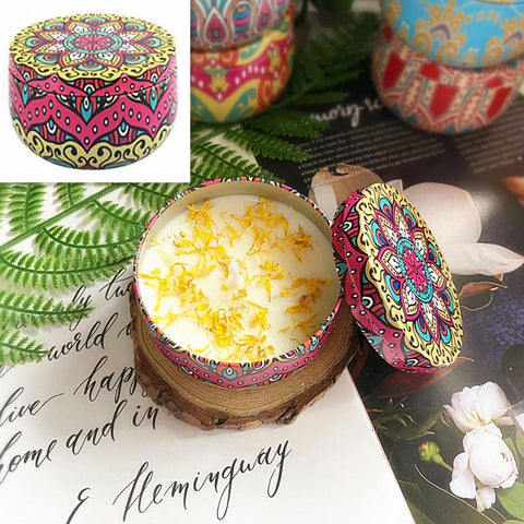 Scented Candles with Iron Box Package Aromatherapy Candle Decoration Home Birthday Wedding Supply