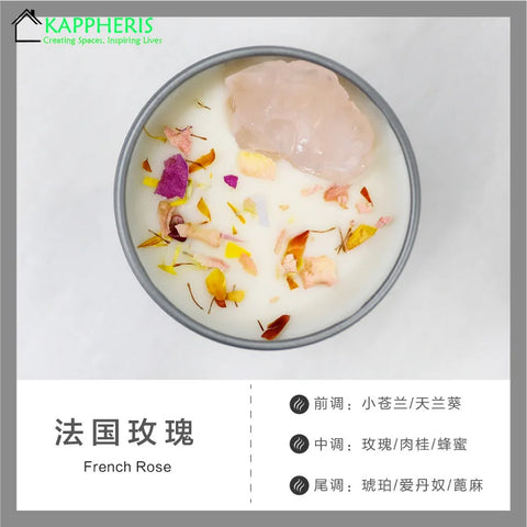 Scented Aromatic Candles Crystal Dried Flower Candle In Gold Tin Jars for Home Decoration Centerpiece Wedding Guest Gift Candles