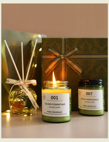 Scented candle gift set. Bedroom girl fragrance home fragrance. Birthday gift romance kit Rattan Fragrance cup wax soap gift box