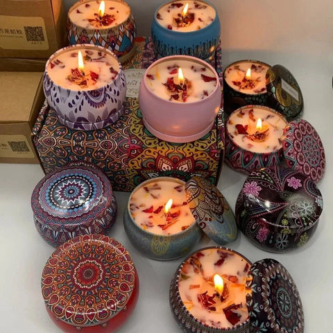 Iron can, soy wax, aromatherapy candles, smokeless fragrance candles, birthday gifts, and souvenirs